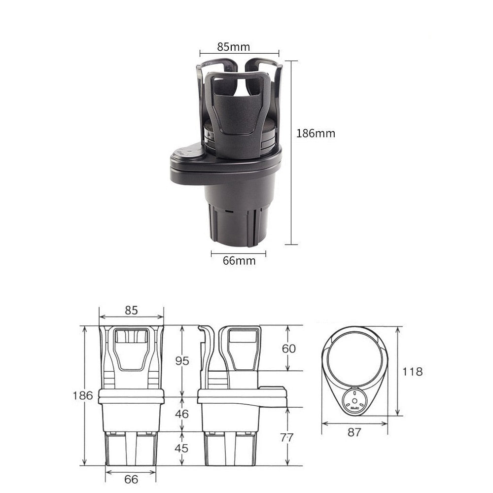 2-in-1 Car Cup Holder | Rotating Dual Cup Holder Expander-Vestioflux
