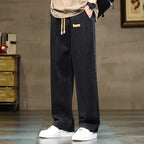 Men's Baggy Wide-Leg Drawstring Casual Denim Jeans-Vestioflux