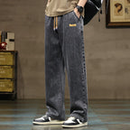 Men's Baggy Wide-Leg Drawstring Casual Denim Jeans-Vestioflux