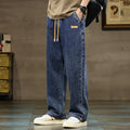 Men's Baggy Wide-Leg Drawstring Casual Denim Jeans-Vestioflux