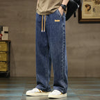 Men's Baggy Wide-Leg Drawstring Casual Denim Jeans-Vestioflux