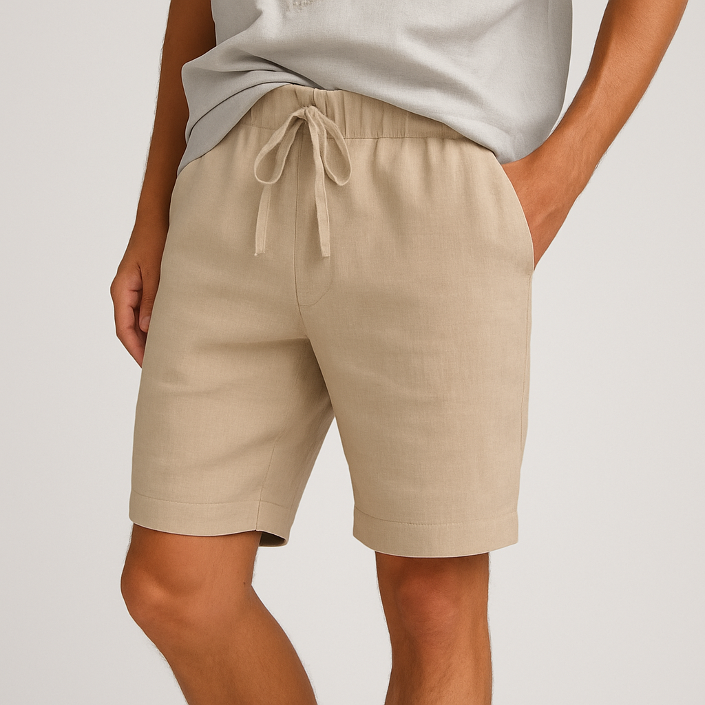 Men's Drawstring Casual Linen Shorts-Vestioflux