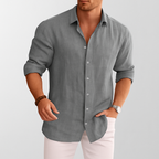Men's Linen Button-Up Casual Summer Shirt-Vestioflux