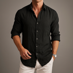 Men's Linen Button-Up Casual Summer Shirt-Vestioflux