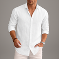 Men's Linen Button-Up Casual Summer Shirt-Vestioflux