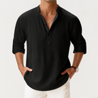 Men's Linen Popover Shirt – Casual Summer Top-Vestioflux