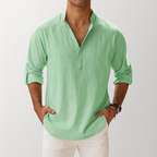 Men's Linen Popover Shirt – Casual Summer Top-Vestioflux