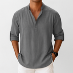 Men's Linen Popover Shirt – Casual Summer Top-Vestioflux