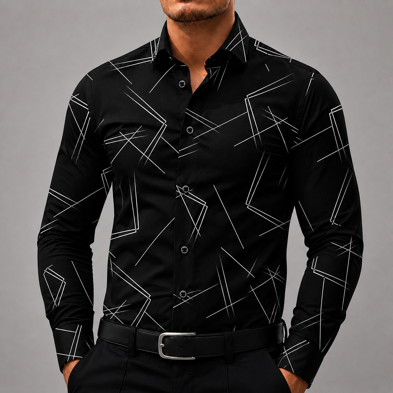 Men's Silk Button-Up Shirt-Vestioflux