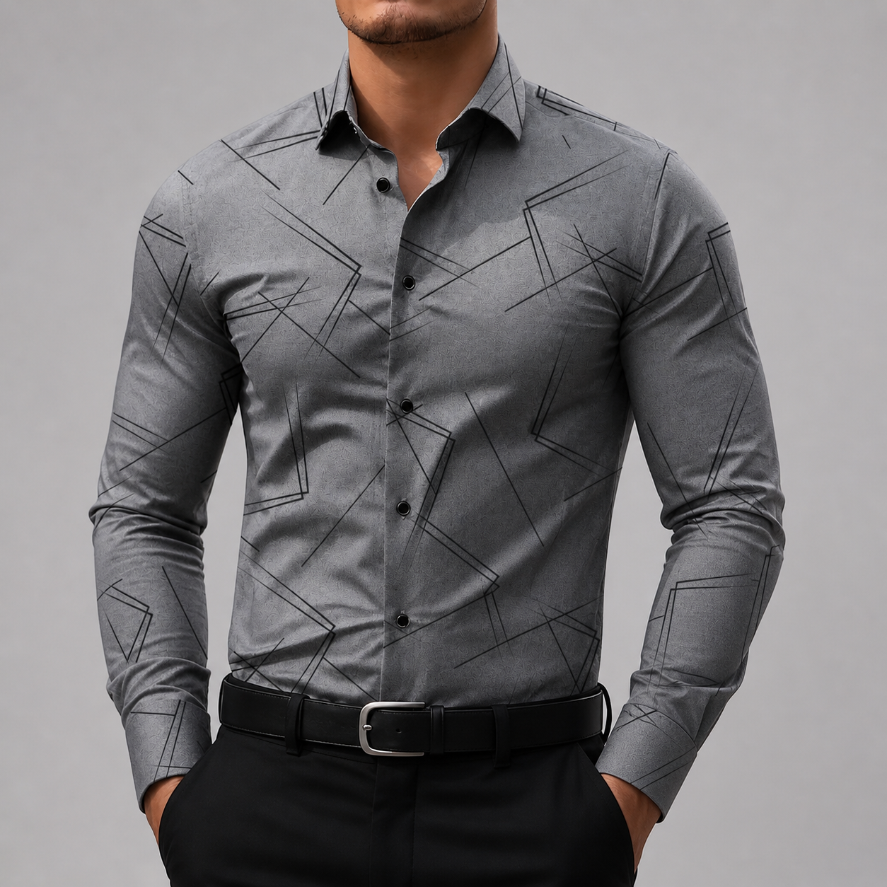 Men's Silk Button-Up Shirt-Vestioflux