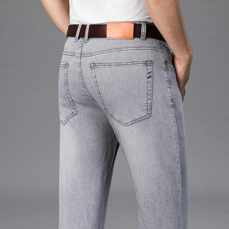 Men's Stretch Slim Fit Mid-Rise Tapered Denim Jeans-Vestioflux