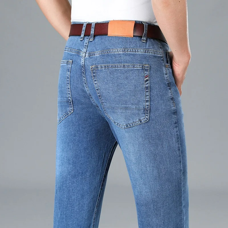 Men's Stretch Slim Fit Mid-Rise Tapered Denim Jeans-Vestioflux