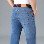 Men's Stretch Slim Fit Mid-Rise Tapered Denim Jeans-Vestioflux