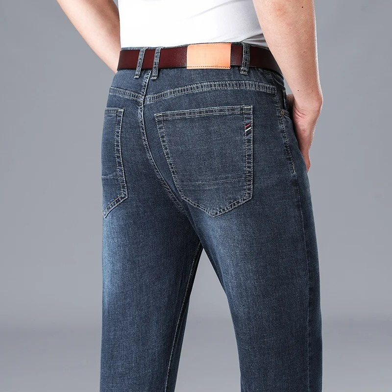 Men's Stretch Slim Fit Mid-Rise Tapered Denim Jeans-Vestioflux