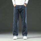 Men's Stretch Straight Leg Jeans – Dark Wash Denim-Vestioflux