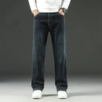 Men's Stretch Straight Leg Jeans – Dark Wash Denim-Vestioflux