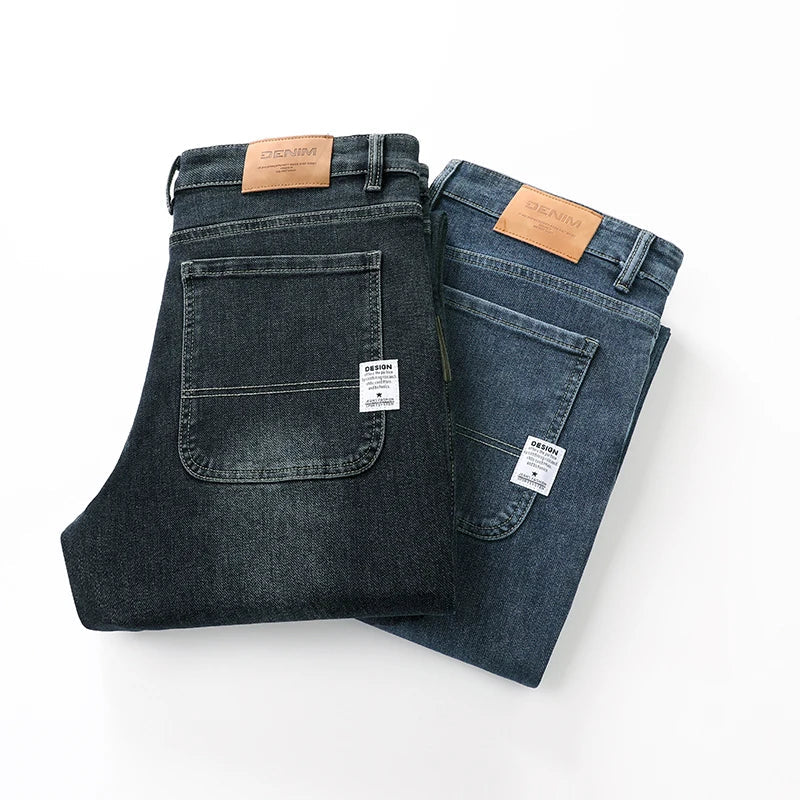 Men's Stretch Straight Leg Jeans – Dark Wash Denim-Vestioflux
