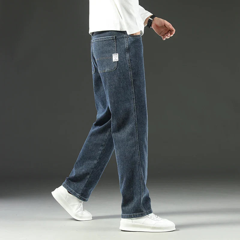 Men's Stretch Straight Leg Jeans – Dark Wash Denim-Vestioflux