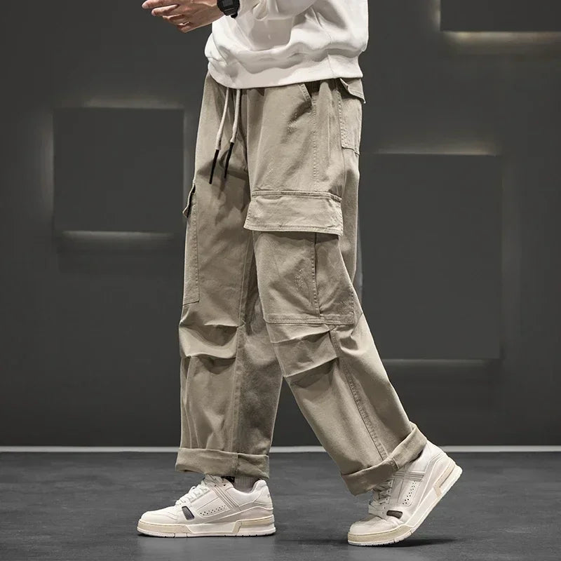 Men's Wide-Leg Cargo Pants – Relaxed Fit Streetwear Style-Vestioflux