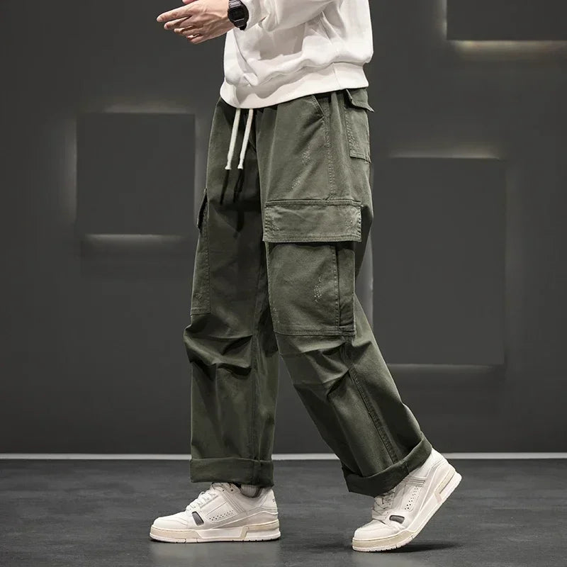 Men's Wide-Leg Cargo Pants – Relaxed Fit Streetwear Style-Vestioflux
