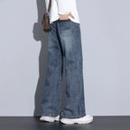 Men's Wide-Leg Denim Jeans with Drawstring Waist-Vestioflux