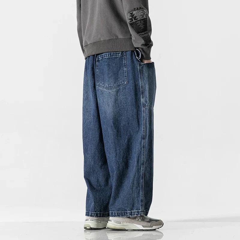Men's Wide-Leg Relaxed Fit Denim Jeans-Vestioflux