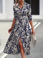 Women's Abstract Print Midi Casual Dress-Vestioflux