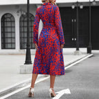Women's Abstract Print Midi Casual Dress-Vestioflux