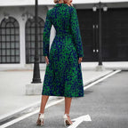Women's Abstract Print Midi Casual Dress-Vestioflux