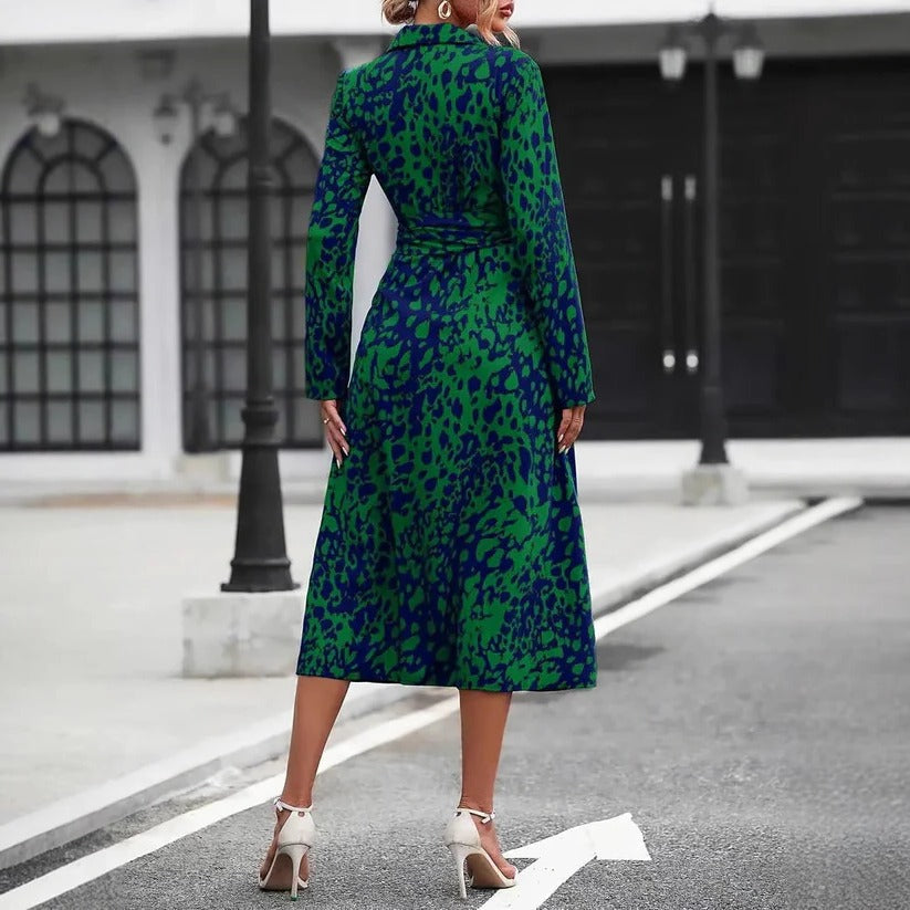 Women's Abstract Print Midi Casual Dress-Vestioflux