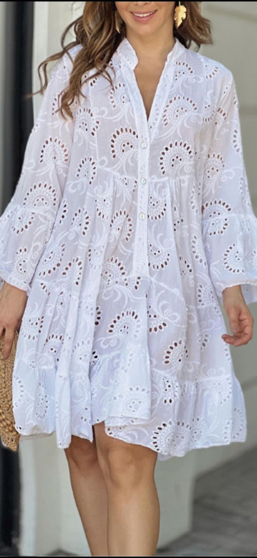 Women's Casual Balloon Sleeve Mini Dress-Vestioflux