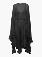 Women's Chiffon Cape Sleeve Maxi Evening Dress-Vestioflux