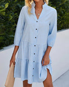 Women's Collared Ruffle Mini Dress – Casual Summer Style-Vestioflux