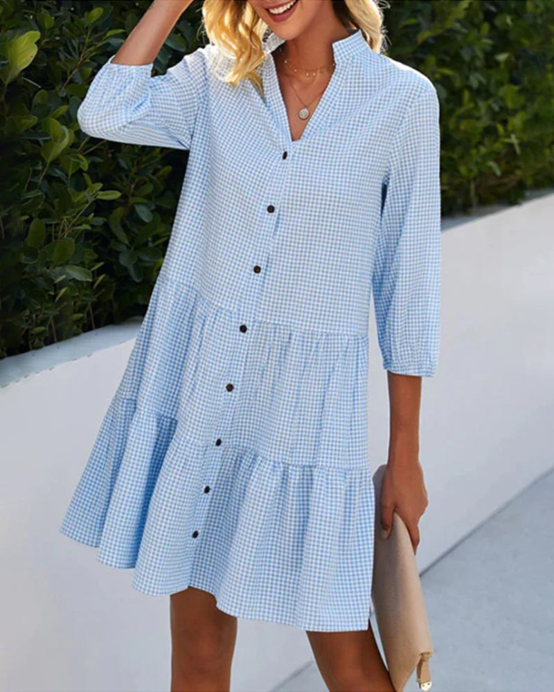 Women's Collared Ruffle Mini Dress – Casual Summer Style-Vestioflux