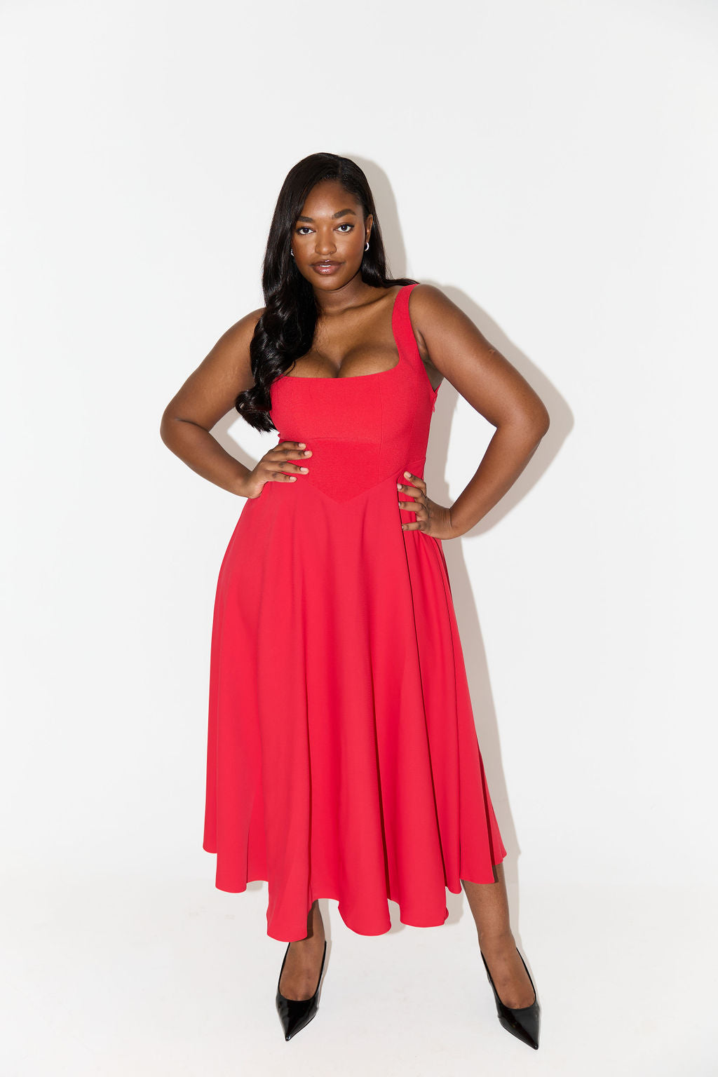 Women's Elegant Midi Dress-Vestioflux