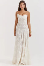 Women's Elegant Open Back Maxi Dress-Vestioflux