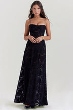 Women's Elegant Open Back Maxi Dress-Vestioflux