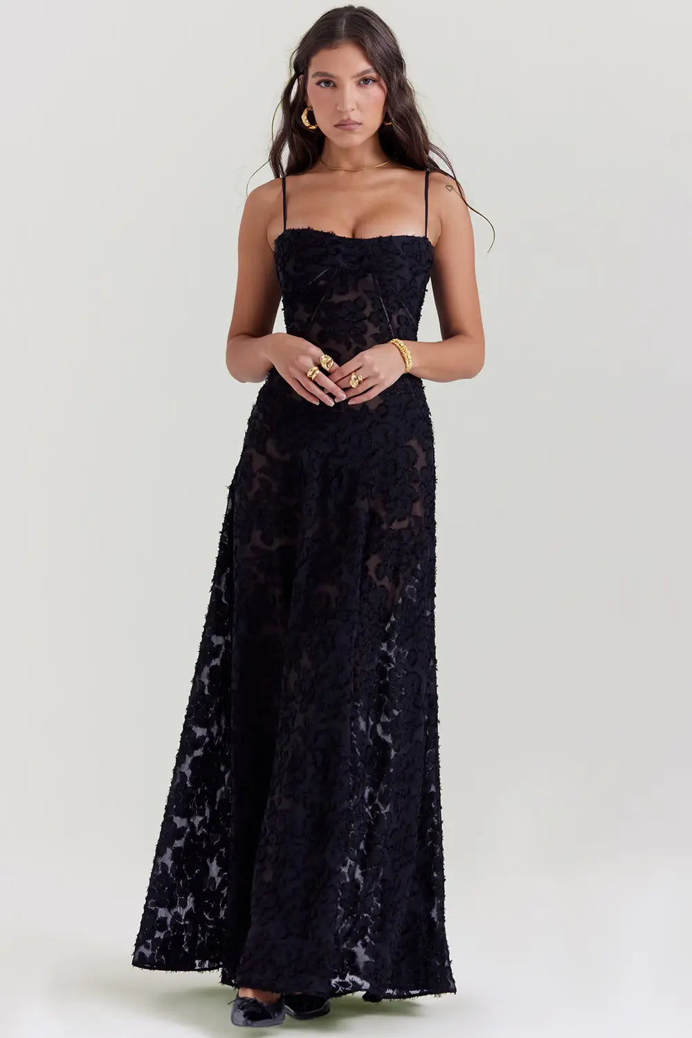 Women's Elegant Open Back Maxi Dress-Vestioflux