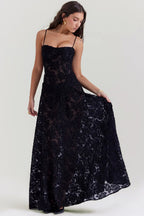 Women's Elegant Open Back Maxi Dress-Vestioflux