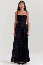 Women's Elegant Open Back Maxi Dress-Vestioflux