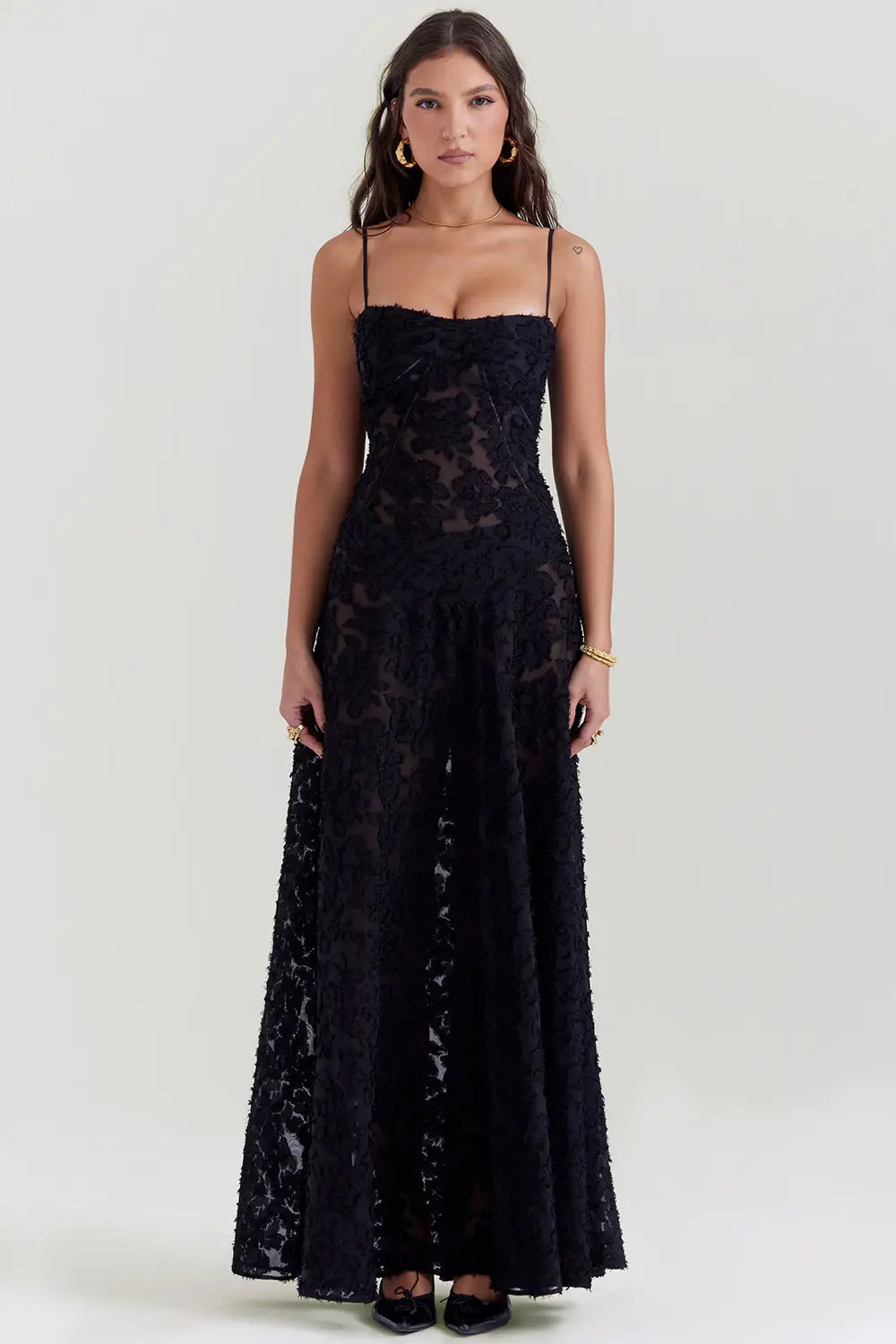 Women's Elegant Open Back Maxi Dress-Vestioflux