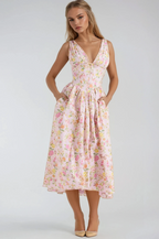Women's Elegant Sleeveless A-Line Midi Dress-Vestioflux