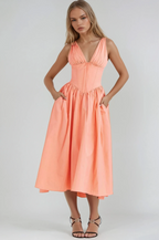 Women's Elegant Sleeveless A-Line Midi Dress-Vestioflux