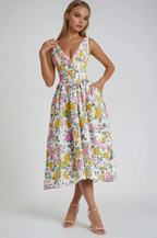 Women's Elegant Sleeveless A-Line Midi Dress-Vestioflux