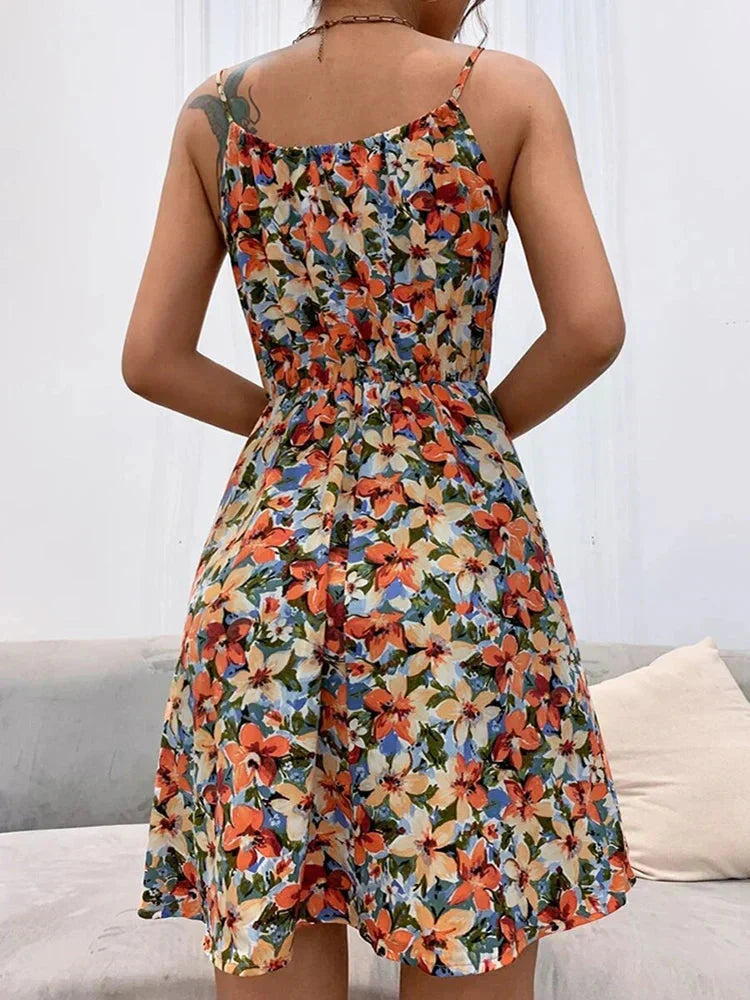 Women's Floral Smocked Mini Dress – Summer Fashion Essential-Vestioflux