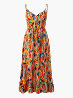 Women's Floral Spaghetti Strap Midi Dress – Summer Fashion Essential-Vestioflux