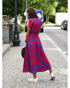 Women's Floral Wrap Side Slit Midi Dress – Summer Fashion Essential-Vestioflux