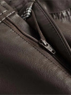 Women's High-Rise Glossy Leather Wide-Leg Pants-Vestioflux