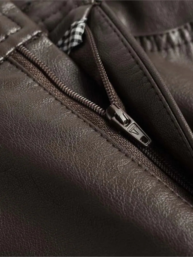 Women's High-Rise Glossy Leather Wide-Leg Pants-Vestioflux