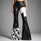 Women's High-Waisted Leather Flare Trousers-Vestioflux